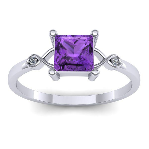 Inel de logodna cu ametist patrat