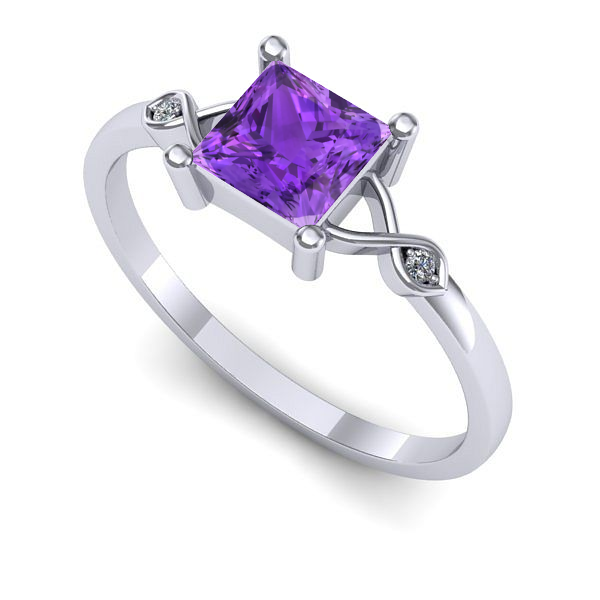 Inel logodna din aur alb cu ametist