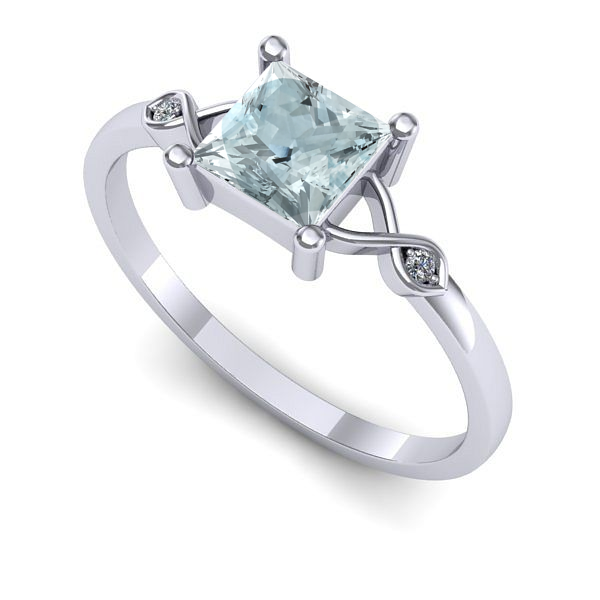 Inel de logodna din aur alb cu aquamarin