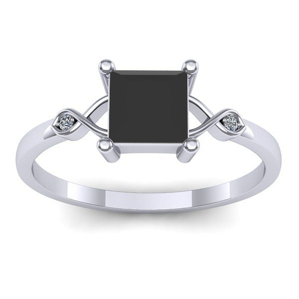 Inel cu diamant negru patrat
