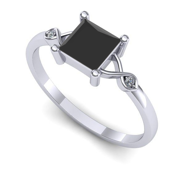 Inel de logodna din aur alb cu diamant negru