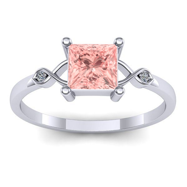 Inel de logodna cu diamant de laborator roz patrat