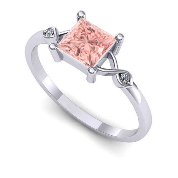 Inel din aur alb cu diamant de laborator roz