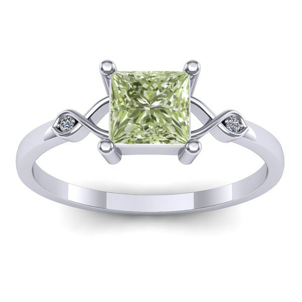 Inel logodna cu diamant de laborator verde patrat