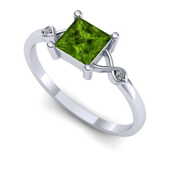 Inel din aur alb cu peridot