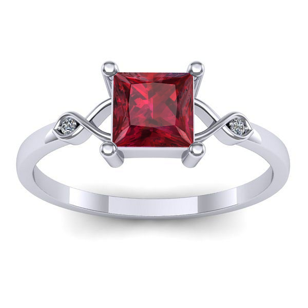 Inel de logodna cu rubin patrat