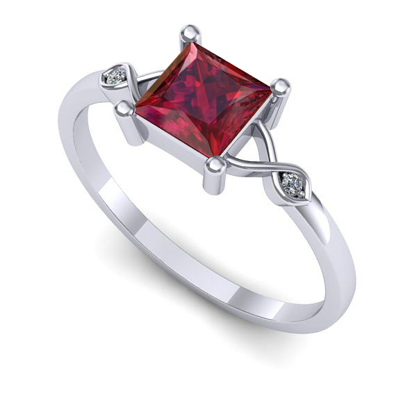 Inel de logodna din aur alb cu rubin