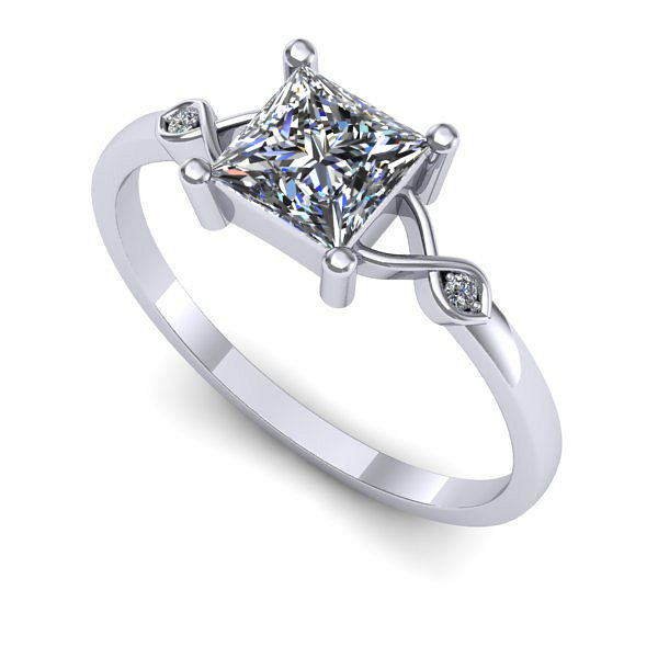 Inel de logodna din aur alb cu safir alb