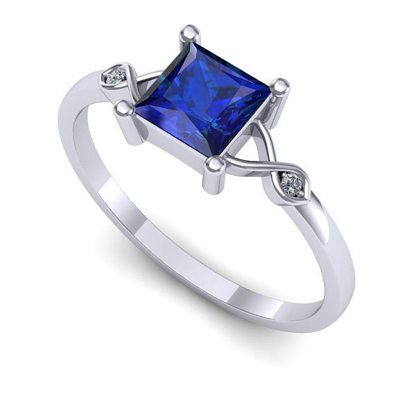 Inel din aur alb cu safir