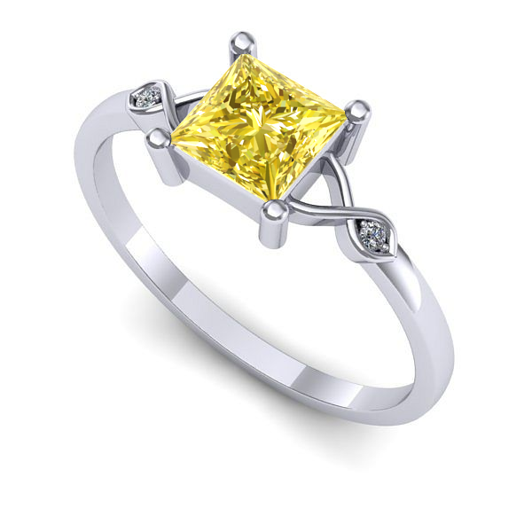 Inel din aur alb cu safir galben