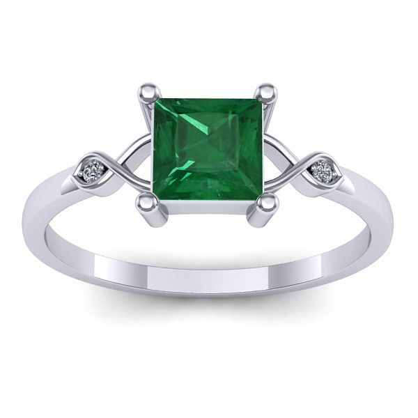 Inel cu smarald patrat