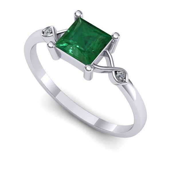 Inel din aur alb cu smarald