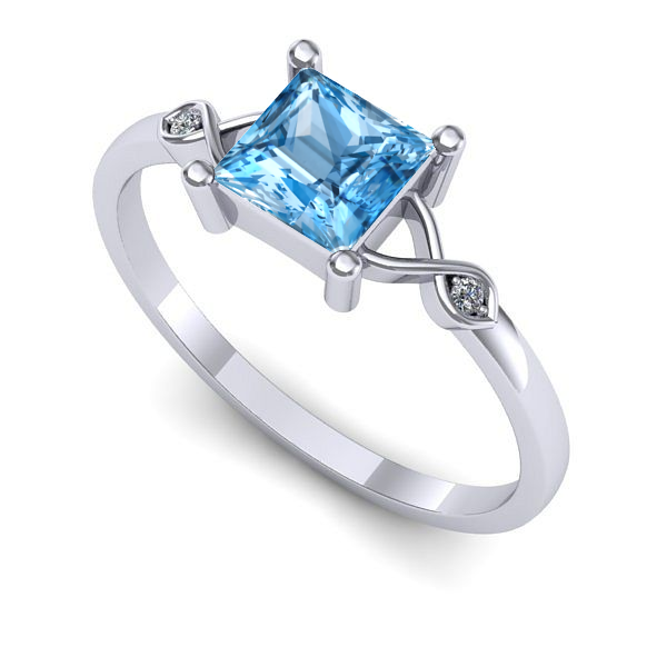 Inel logodna din aur alb cu topaz blue