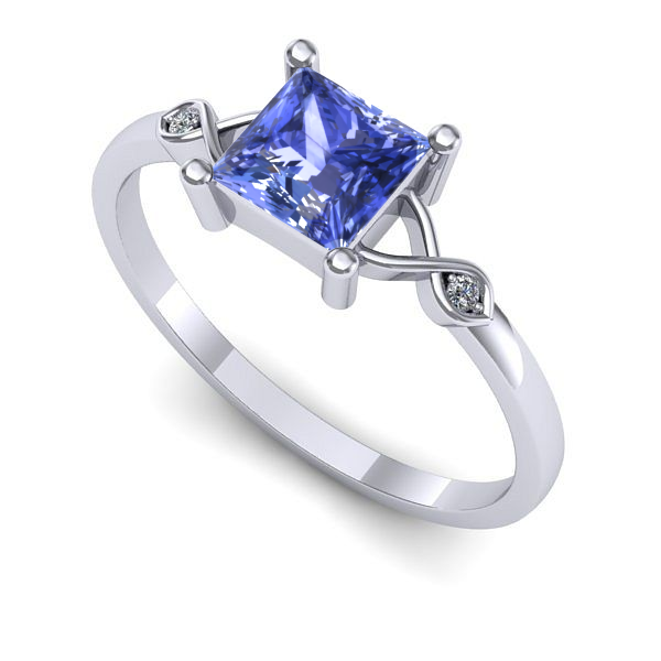 Inel logodna din aur alb cu tanzanit