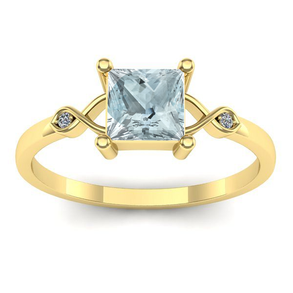 Inel logodna cu aquamarin patrat