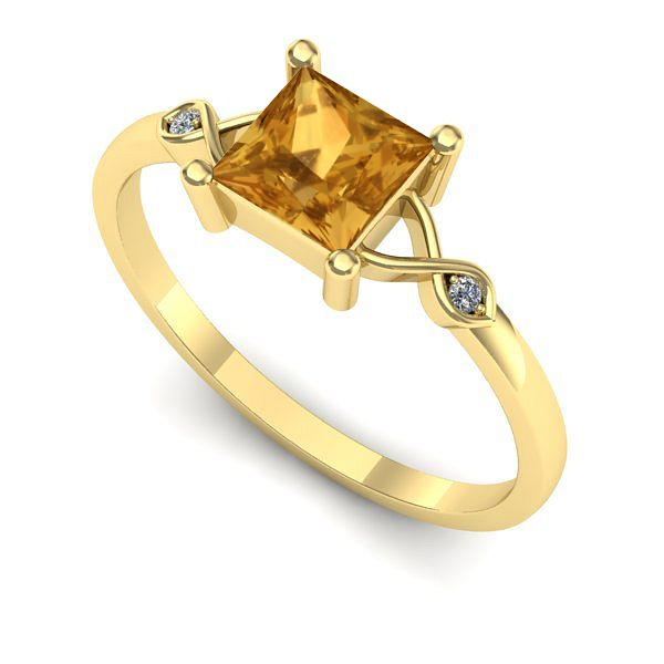 Inel din aur galben cu citrin