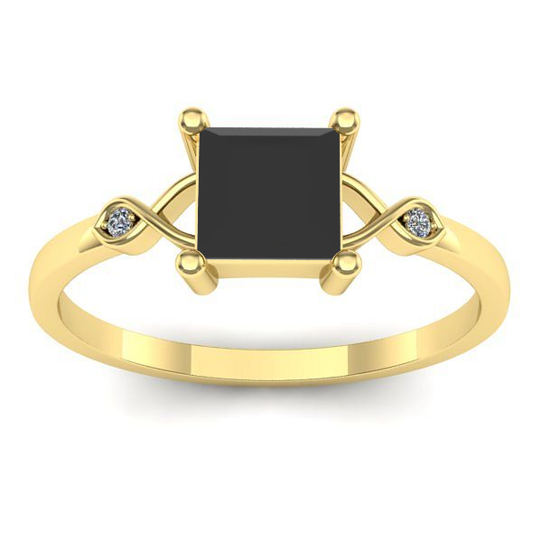 Inel cu diamant negru patrat