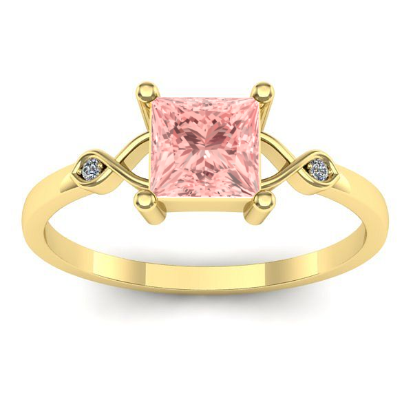 Inel cu diamant de laborator roz patrat