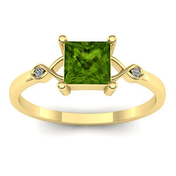 Inel de logodna cu peridot patrat