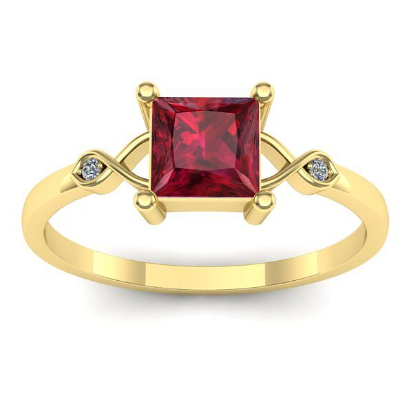 Inel cu rubin patrat