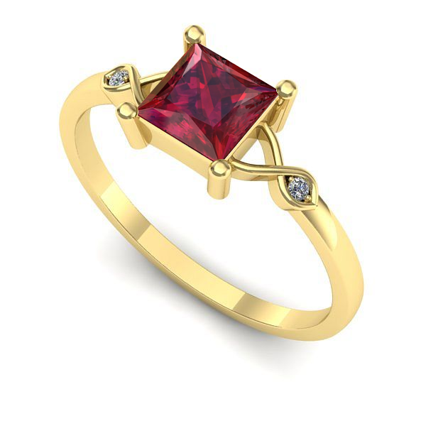 Inel logodna din aur galben cu rubin