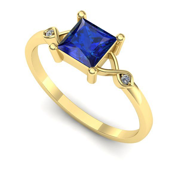 Inel logodna din aur galben cu safir