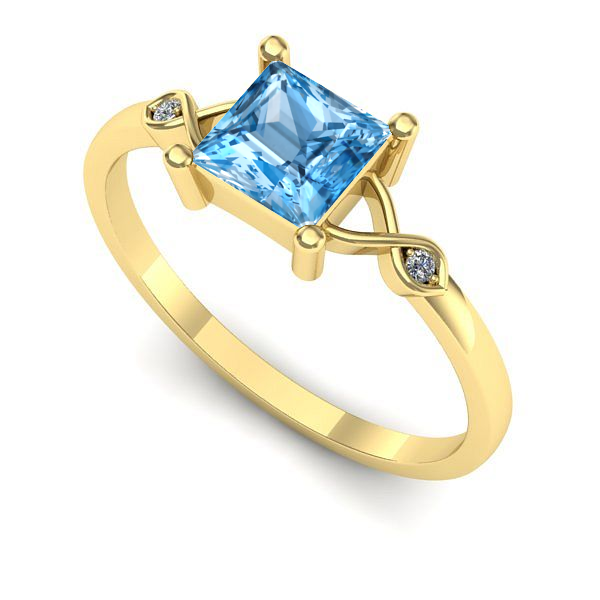 Inel de logodna din aur galben cu topaz blue