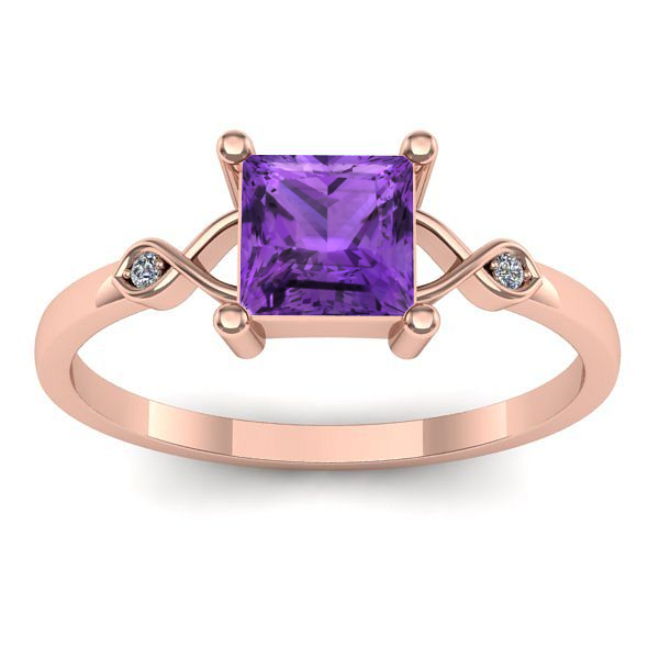 Inel de logodna cu ametist patrat