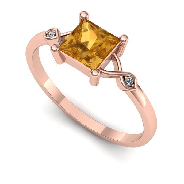 Inel logodna din aur roz cu citrin