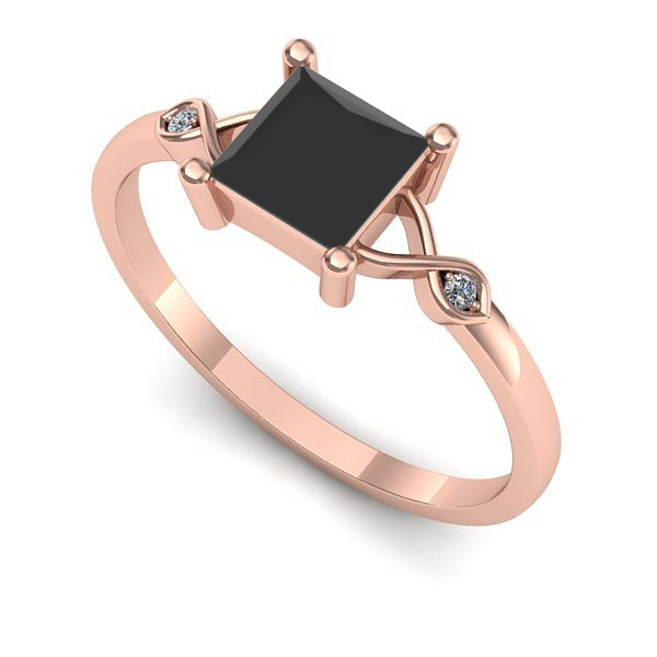 Inel din aur roz cu diamant negru