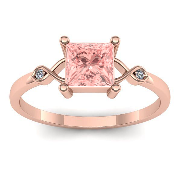 Inel cu diamant de laborator roz patrat