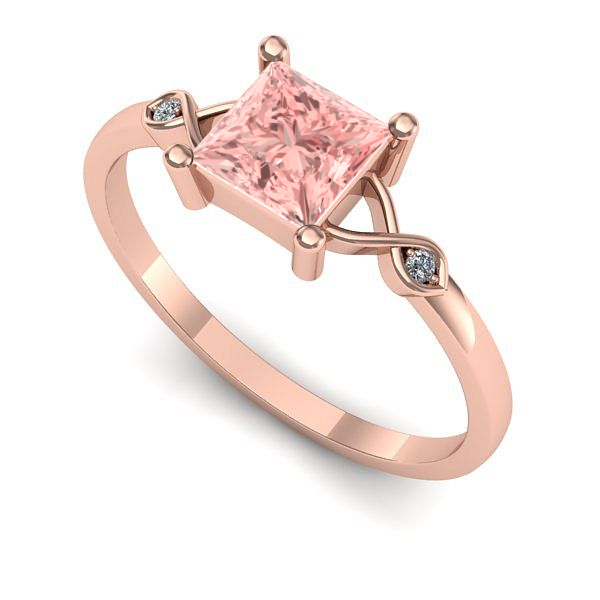 Inel din aur roz cu diamant de laborator roz