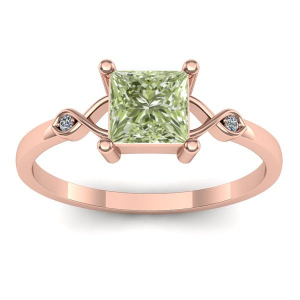 Inel de logodna cu diamant de laborator verde patrat