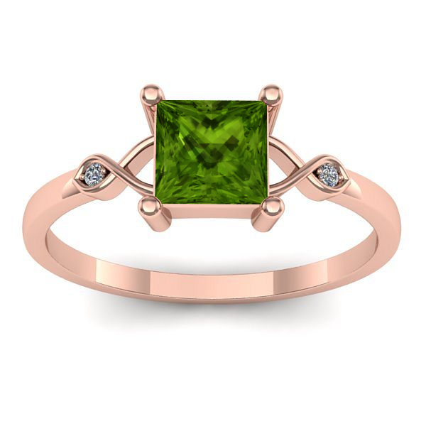 Inel de logodna cu peridot patrat