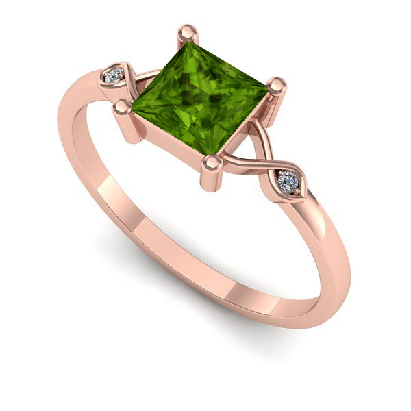 Inel de logodna din aur roz cu peridot