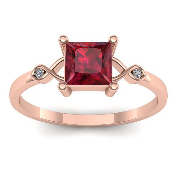 Inel cu rubin patrat