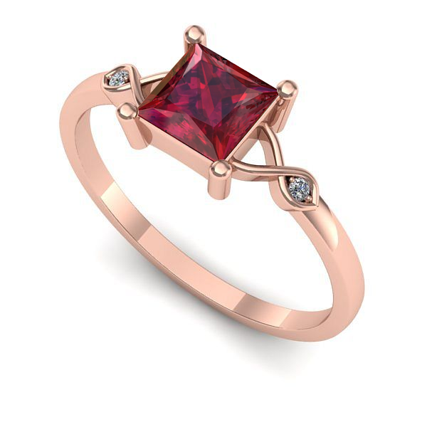 Inel din aur roz cu rubin