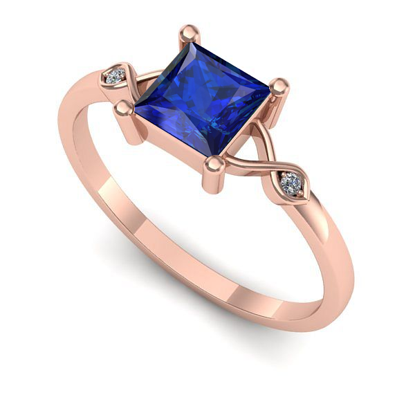 Inel logodna din aur roz cu safir