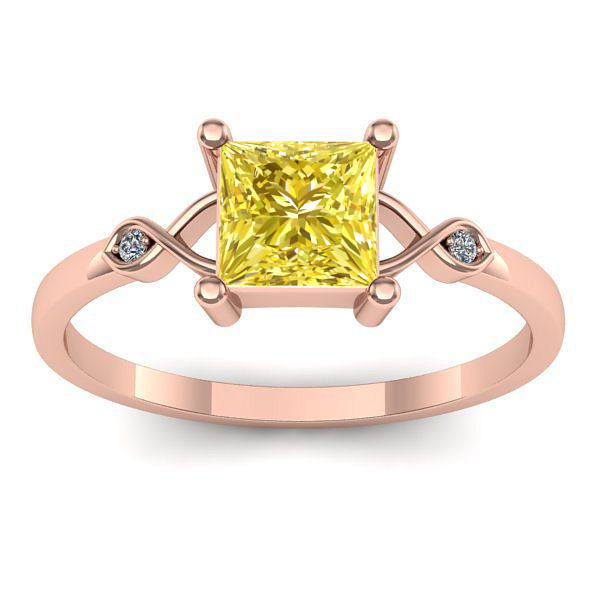 Inel logodna cu safir galben patrat