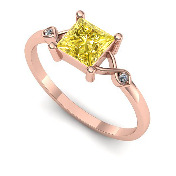 Inel din aur roz cu safir galben