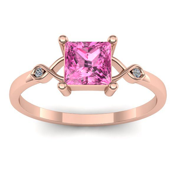 Inel cu safir roz patrat