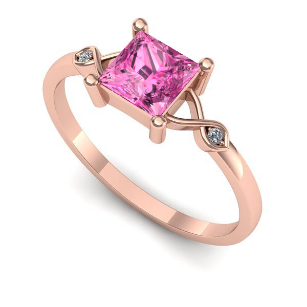 Inel de logodna din aur roz cu safir roz