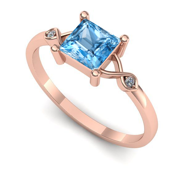 Inel de logodna din aur roz cu topaz blue