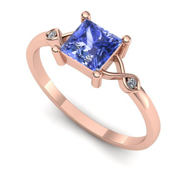 Inel din aur roz cu tanzanit