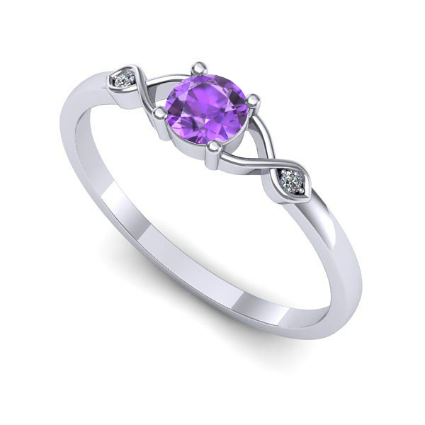 Inel logodna din aur alb cu ametist
