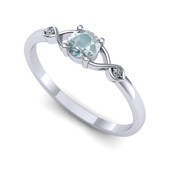 Inel din aur alb cu aquamarin