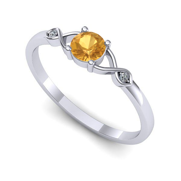 Inel de logodna din aur alb cu citrin