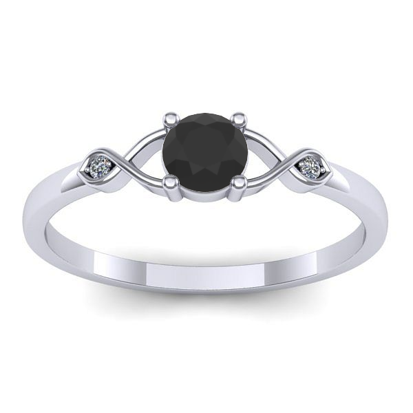 Inel logodna cu diamant negru rotund