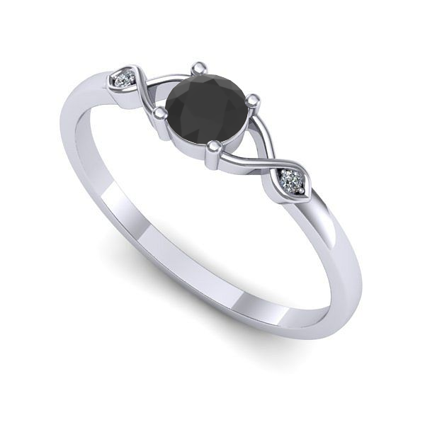 Inel din aur alb cu diamant negru