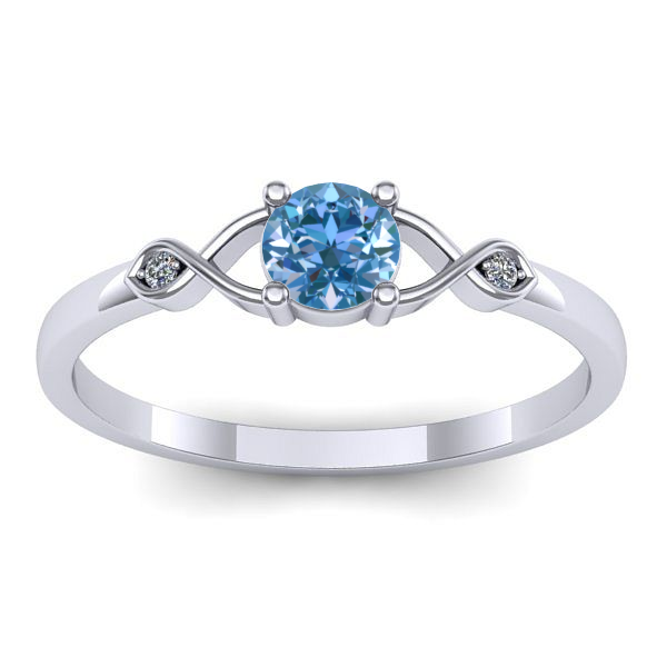 Inel de logodna cu diamant de laborator albastru rotund